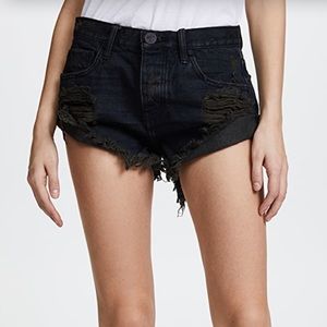 Black distressed One Teaspoon denim shorts